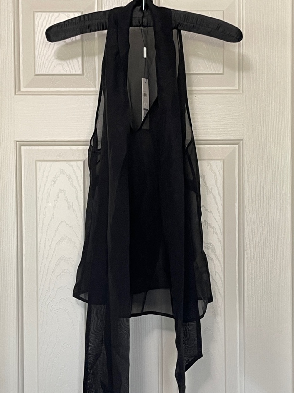L’AGENCE Black Sheer Sleeveless Top Sz SM NWT